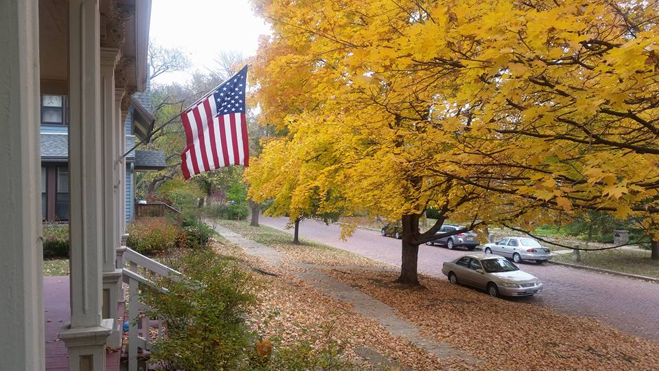 the front yard of the house on an autumn day